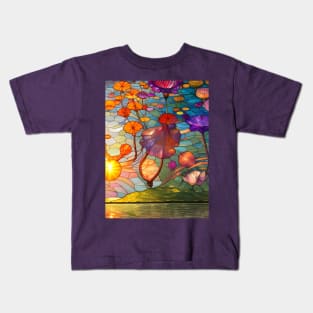 Lotus Flowers Over A Lake At Sunset Kids T-Shirt